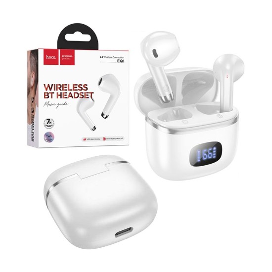Hoco Wireless Earphones EQ1 Music guide White Hoco Wireless Earphones EQ1 Music guide White